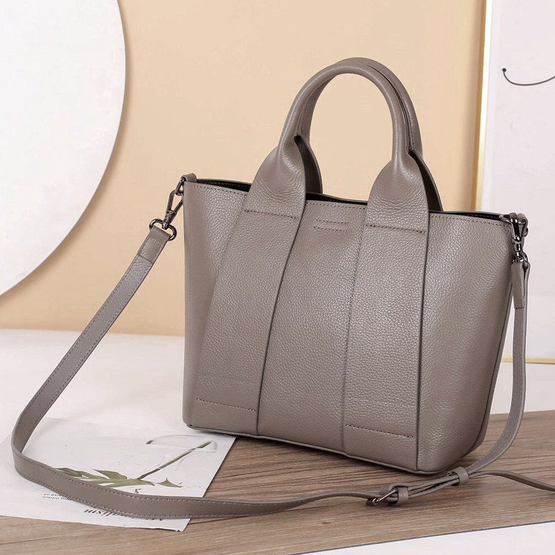 Genuine Leather Women's Bag 2021 New Versatile Large-Capacity Fashionable Handbag Soft Leather Trendy Bucket Bag