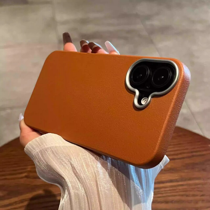 For Apple 16Pro plain leather mobile phone case iPhone15 matte leather ultra-thin tpu all-inclusive protective case 13