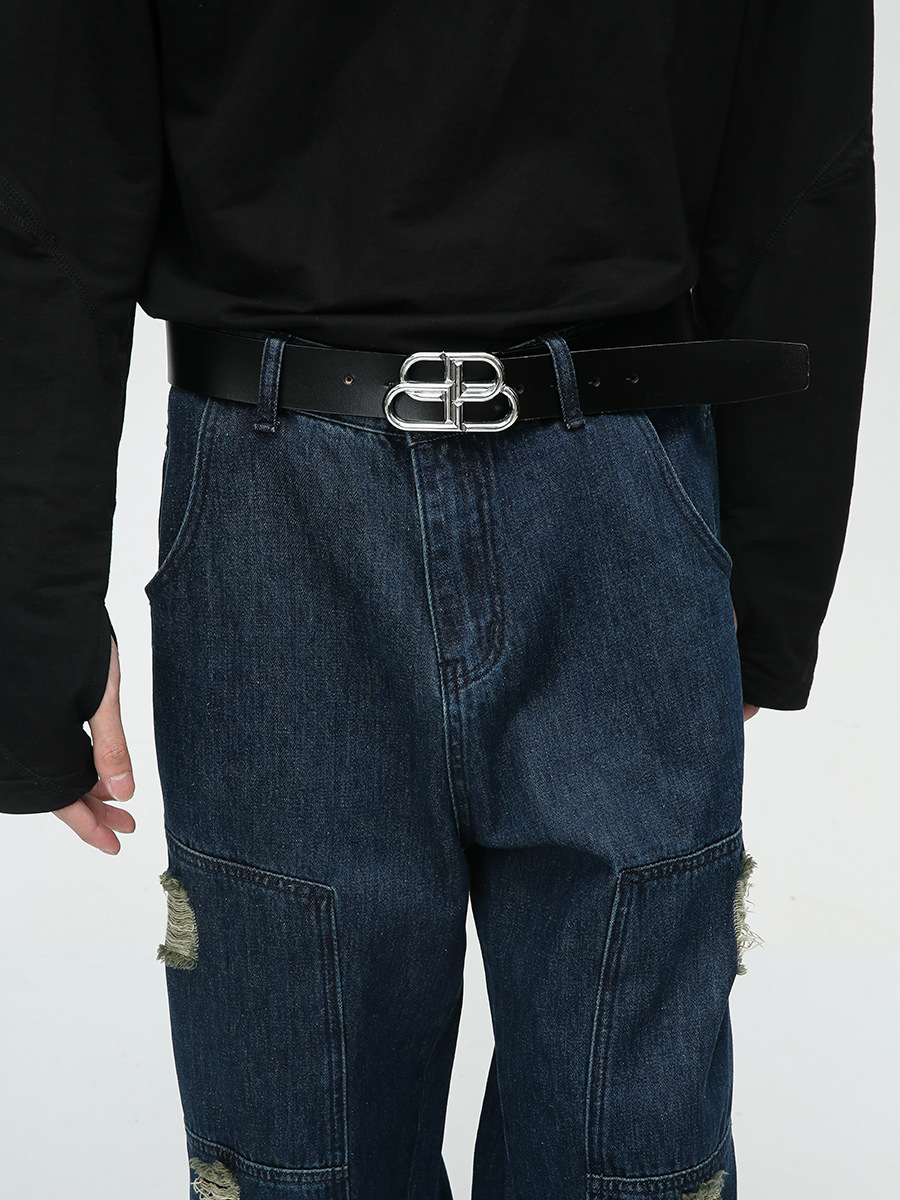 Mtlclothes ropa de Hombre | 2023 otoño nuevo americano retro High Street ripped costura diseño jeans