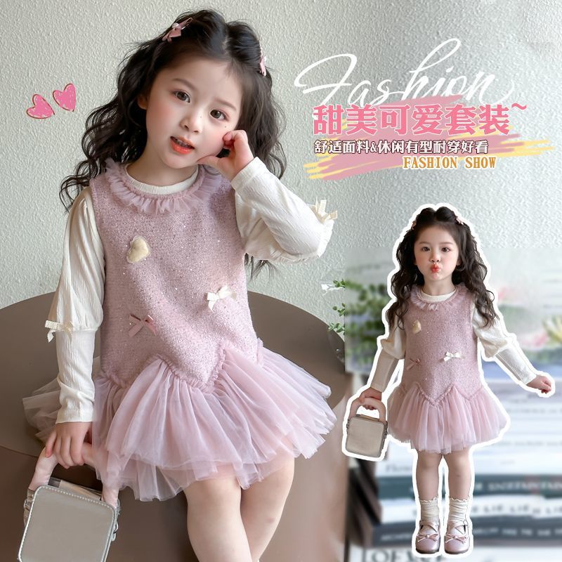 Girls' dress Spring 2025 New Styline Mesh Dress Baby One Year Old Dress Spring and Autumn Children's Princess Dress