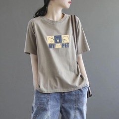 2025 新しい夏の女性のためのルーズ半袖 T シャツ韓国スタイルレターレトロスリムボトムシャツインナートップ T シャツ