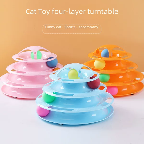 Four-Layer Cat Carousel Toy Ball Cat Tower Interactive Cat Teaser Toy Cat Self-Entertainment Toy Wholesale Realistic Small Mouse
