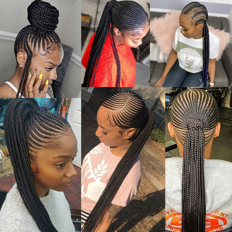 Perücke mit zwei geflochtenen Strängen und Kordelzug im Damen-Dreadlock-Pferdeschwanz-Stil_voghion.com