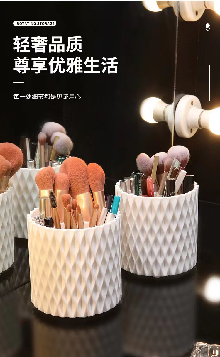360 Rotación de gran capacidad cepillo de maquillaje cubo cepillo portátil caja de almacenamiento tubo lápiz labial lápiz de cejas sombra de ojos cepillo a prueba de polvo Titular de La Pluma