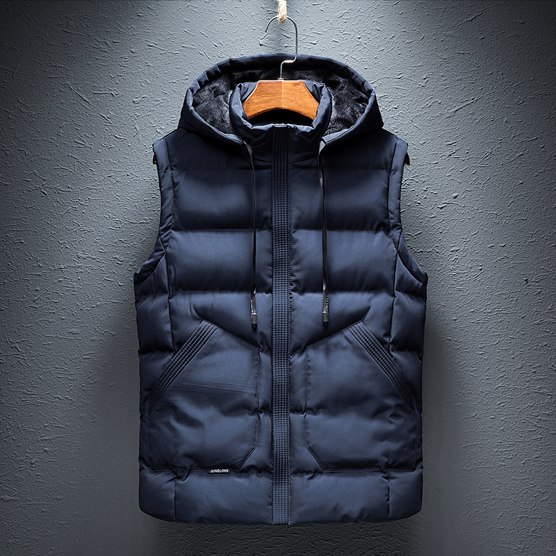 Cross-border Korean-style men's hooded vest, community group purchase, high-quality cotton vest, men's physical hooded vest jacket