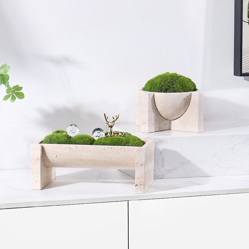 Model Room sales office living room entrance desktop decoration flower modern light luxury marble flower pot creative decoration Model Room sales office living room entrance desktop decoration flower modern light luxury marble flower pot creative decoration