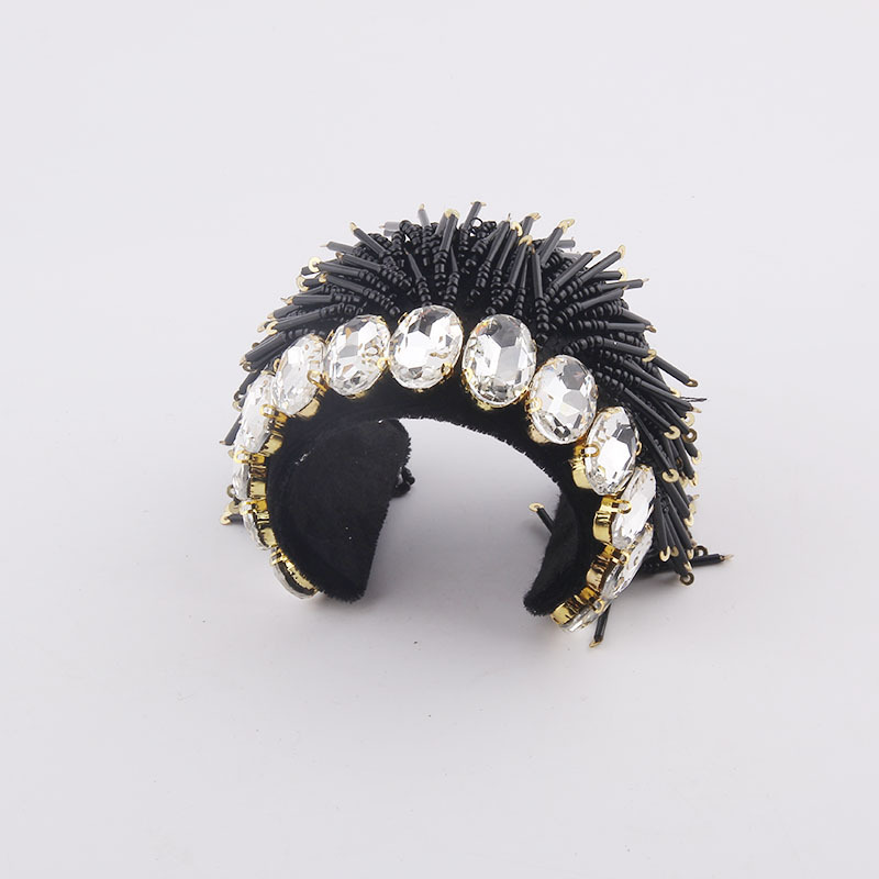 Baroque diamond-studded gemstone beads tassel bracelet