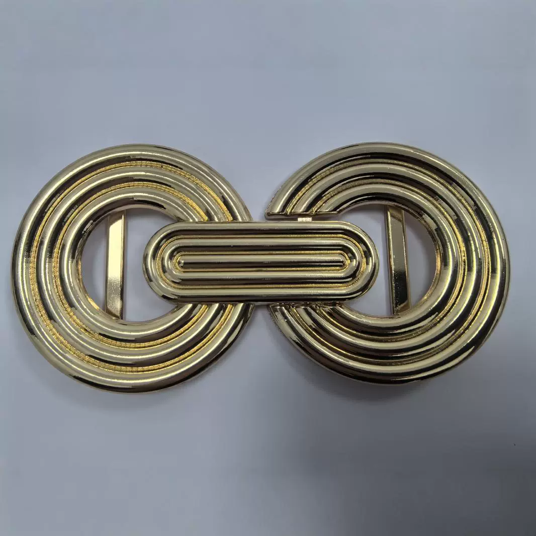 Модный новый стиль дамы геометрические металлические круглые пуговицы дикая талия обложка золотая декоративная юбка свитер пряжка