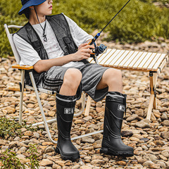 European and American style fashion high boots men's large size rain boots outdoor fishing waterproof shoes cuffs thick bottom wear-resistant anti-slip water shoes 