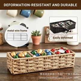 纸绳编织收纳盒茶包存储筐分格式纸绳编织咖啡茶包收纳盒
