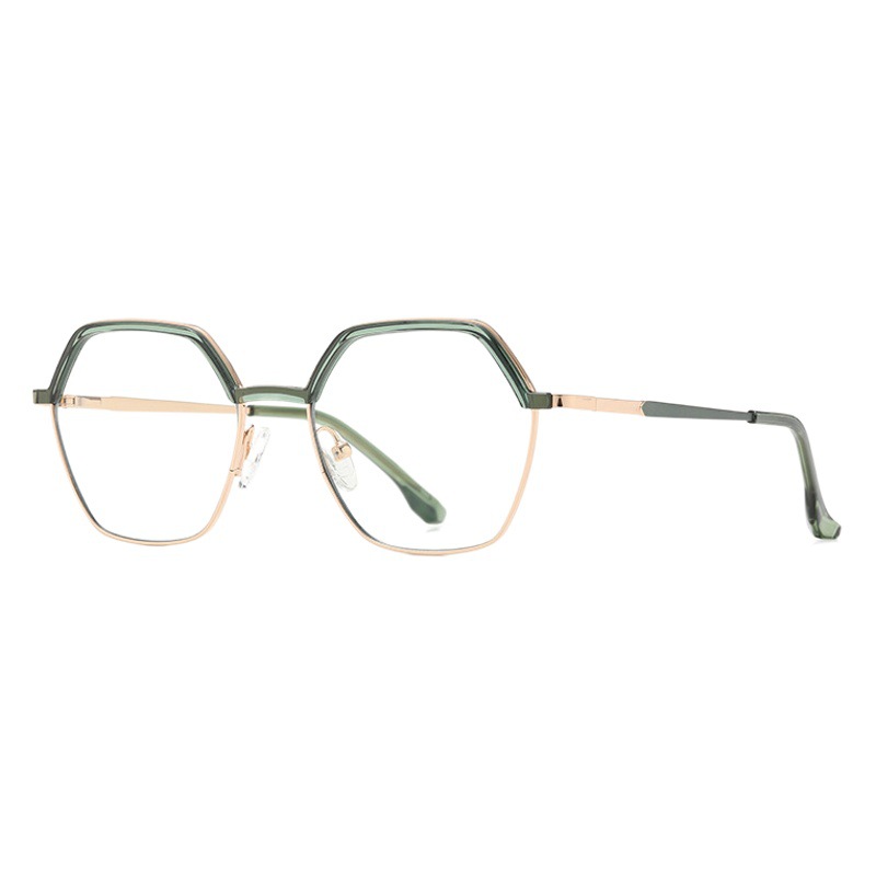 TB3202 personalidad de dos colores anti-azul gafas de luz En stock nuevas gafas de miopía Marco de moda de las mujeres polígono gafas lisas