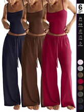 O 86762 Loose Fit Crop Top Wide Leg Pants Set 㼑��L���b
