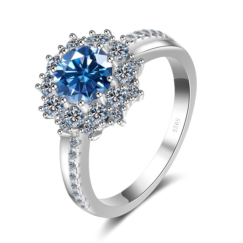 Transfronterizo para 2022 nuevo anillo de plata esterlina s925 de 1 quilate para mujeres, anillo de piedra de moissanita, ventas calientes