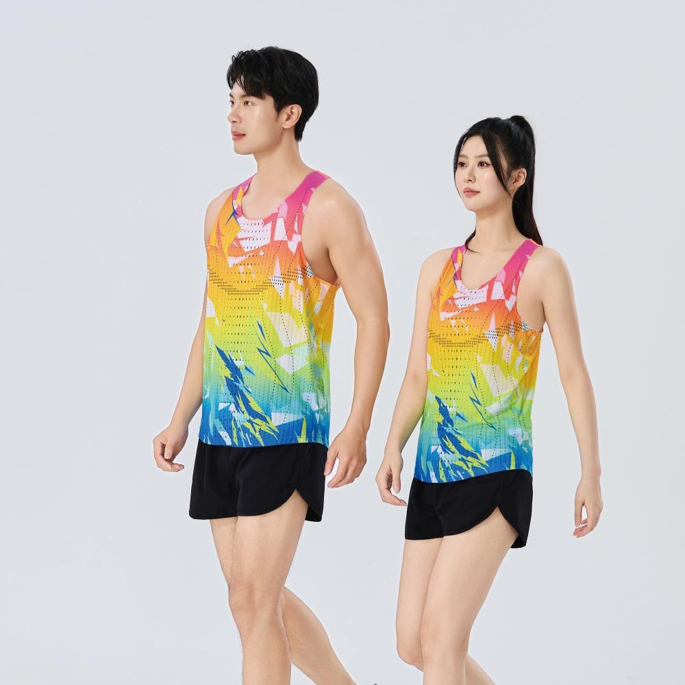 Marathon running vest, quick-drying, unisex, printed team uniform, suitable for athletes, professional track and field training, and sports competitions