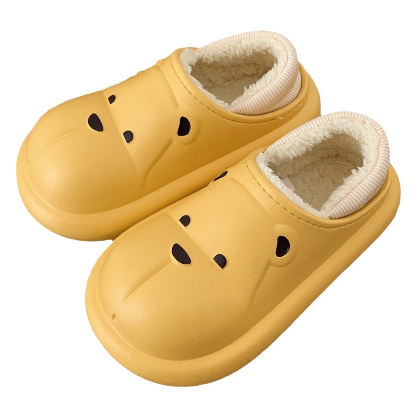 Zapatillas de algodón impermeables para mujeres invierno hogar interior cálido felpa de suela gruesa antideslizante al aire libre zapatos acolchados de algodón para hombres