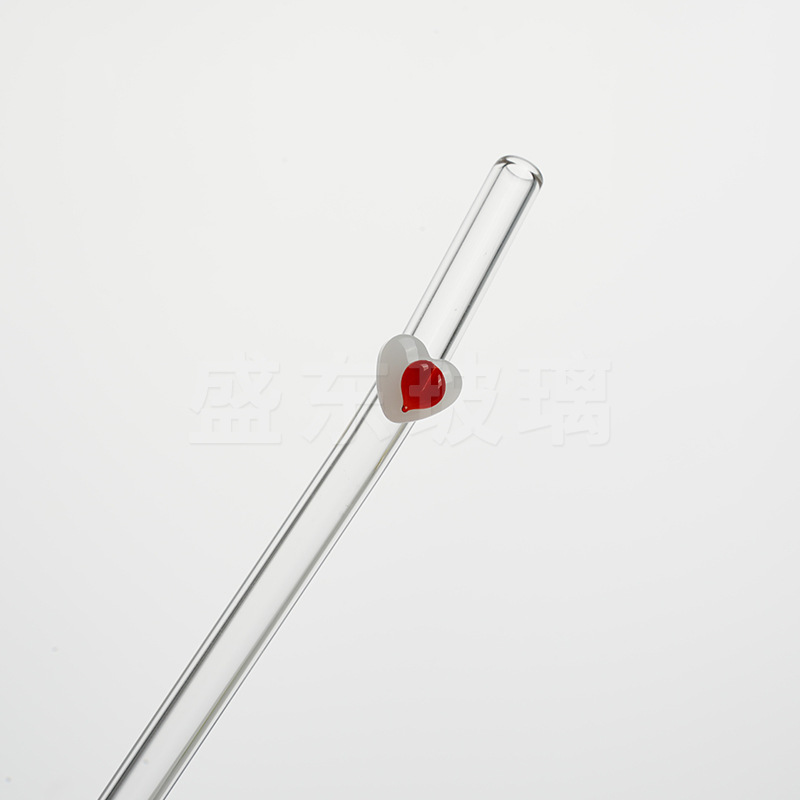 Nueva alta borosilicato corazón largo curvado paja chica corazón transparente paja hogar leche jugo paja tubo