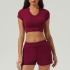 Cherry red shorts, with short sleeve