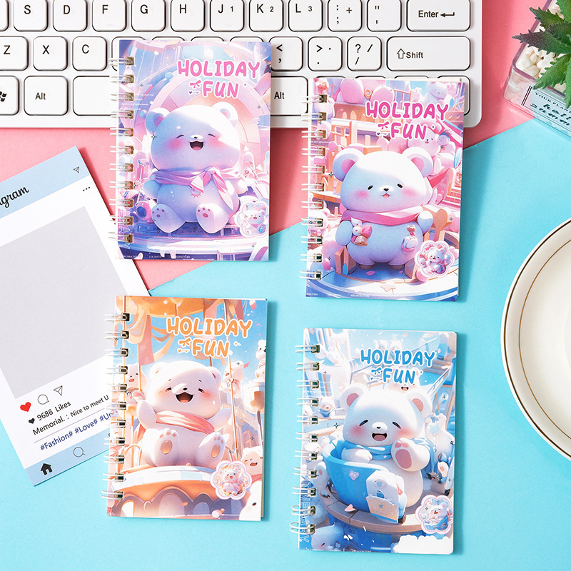 小学生のかわいいテキストロールオーバーコイルブック学生単語ハンドブック小さなブックポケットミニA7メモ帳|undefined