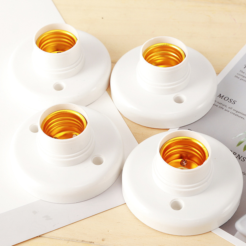 Special for foreign trade E27 screw lamp head screw screw mouth lamp head household spiral flat lamp holder base