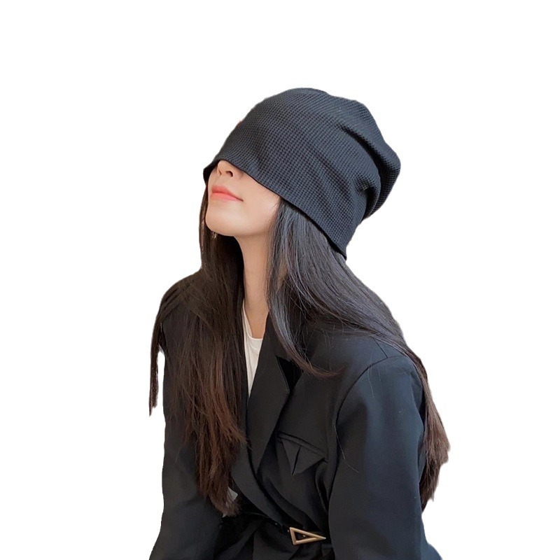 Hat Women's Autumn and Winter New Face Small Pile Hat Warm Knitted Air Conditioning Pure Cotton Nightcap Baotou Moon Hat