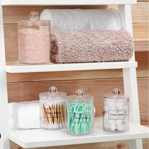 Cotton Swab Box Storage Basket Bathroom Jar Storage Jar Transparent Toothpick Box Desktop Round Cotton Swab Cylinder Refined Makeup Remover Box