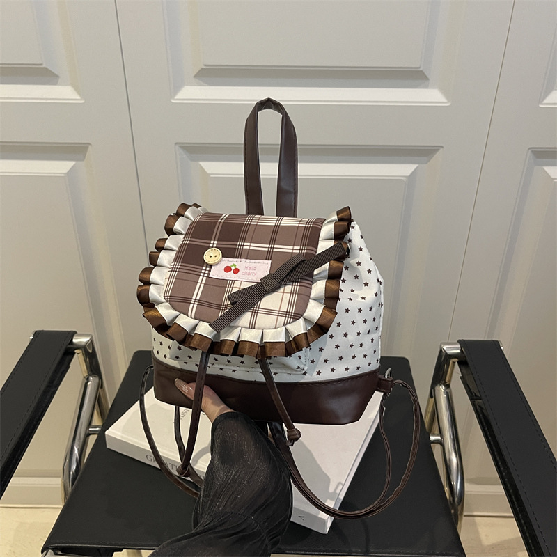 Mochila escolar de estudiantes para mujeres 2025, nueva moda, mochila a rejilla, nicho, mochila portátil de estilo ballet