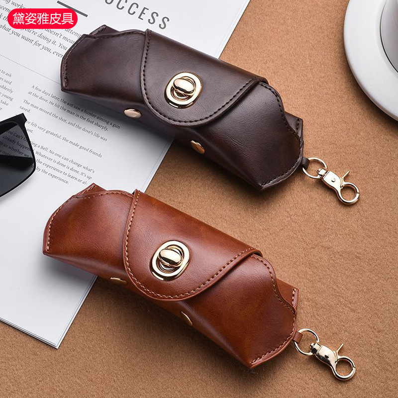 European-Style Retro Textured Vegetable-Tanned Leather Glasses Storage Case, Portable Travel Sunglasses Pouch with Snap Closure, Glasses Protective Cover European-Style Retro Textured Vegetable-Tanned Leather Glasses Storage Case, Portable Travel Sunglasses Pouch with Snap Closure, Glasses Protective Cover