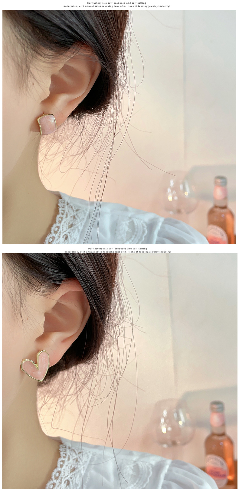 10g Weight Pearl Inlay Material 1 Pair Sweet Heart Shape Flower Bow Knot Enamel Inlay Alloy Pearl Ear Studs
