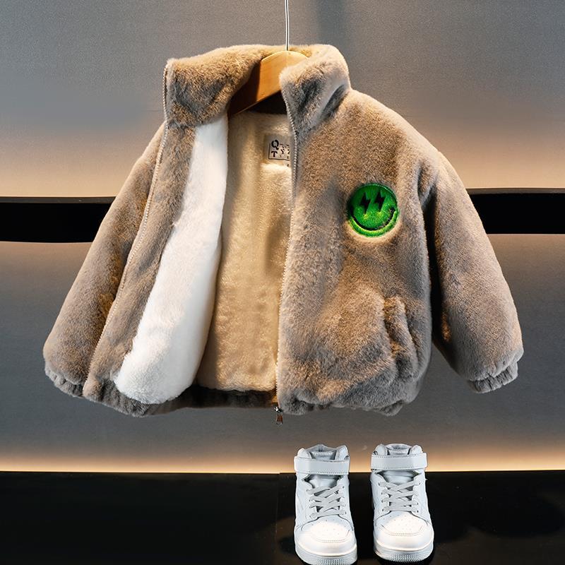 Abrigo forrado de lana para niños abrigo de algodón acolchado de invierno 2023 nuevos suéter engrosado para niños ropa de invierno abrigo de algodón acolchado de lana de cordero para bebés