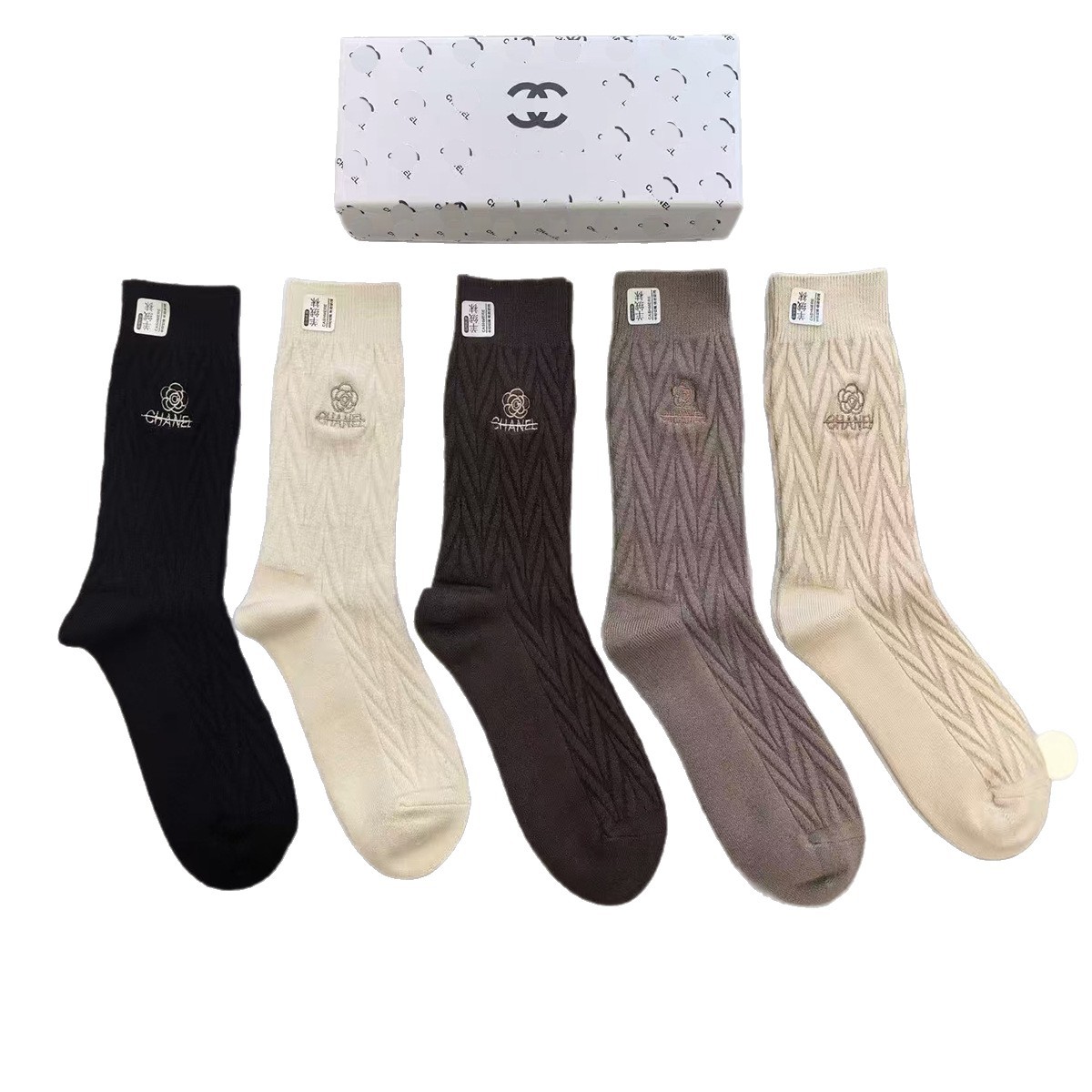 5 pares de calcetines de lana de marca de moda de caída de invierno calcetines coreanas bordadas letras ins viento invierno calcetines de mujer gruesas