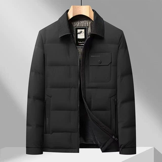2026冬季男士羽绒服商务休闲螺纹领牛奶丝轻便中青年羽绒服男外套
