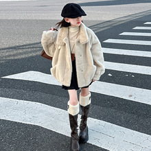 女童秋冬新款儿童皮草外套2025女童仿水貂皮毛一体大衣加厚毛毛衣