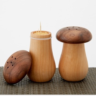 Black Walnut Mushroom Toothpick Holder Japanese Nordic Restaurant Creative Toothpick Tube Solid Wood Homestay Toothpick Jar