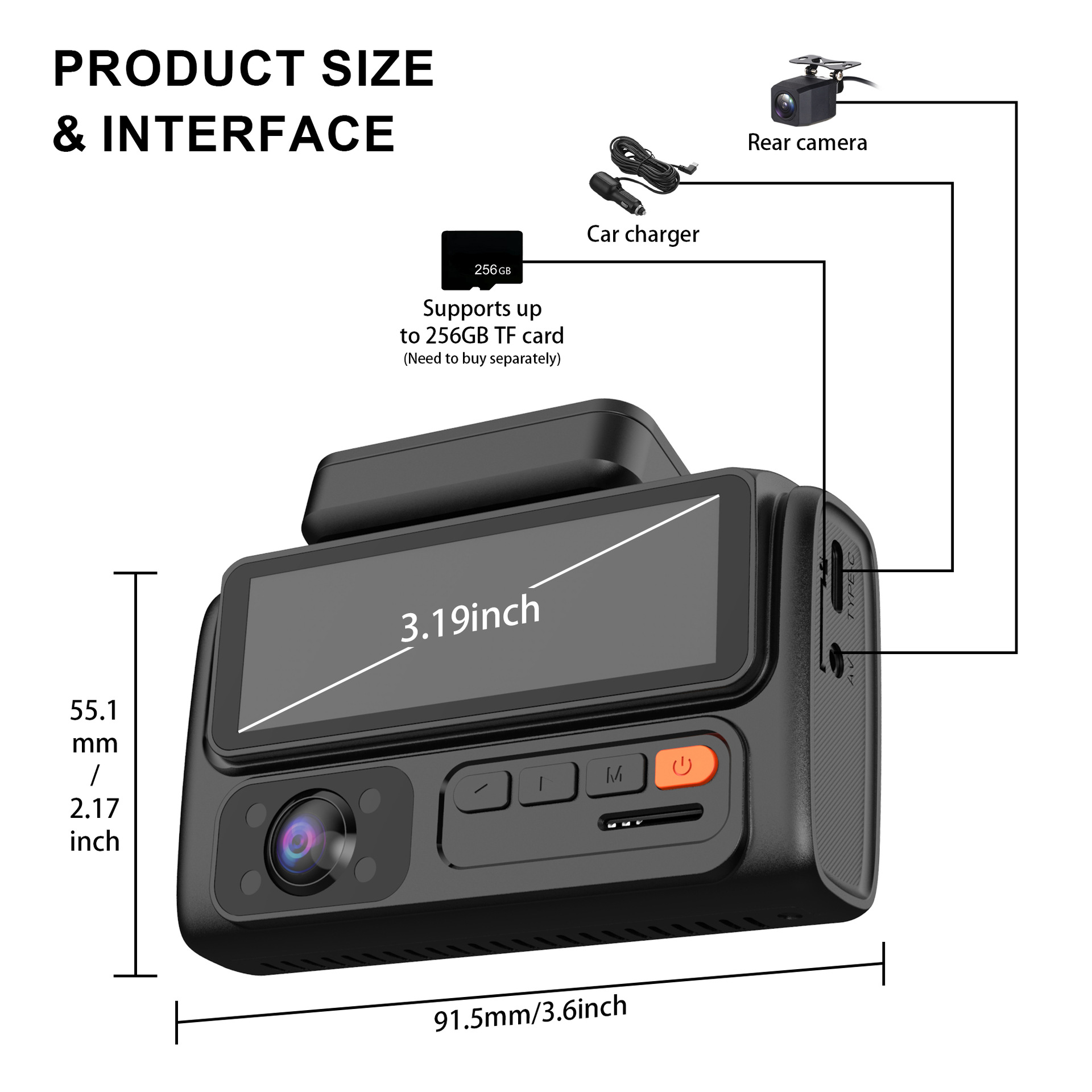 Night Vision Three-Lens 4K Wifi Connected Parking Monitoring Reversing Image Dash Cam 24-Hour Parking Monitoring
