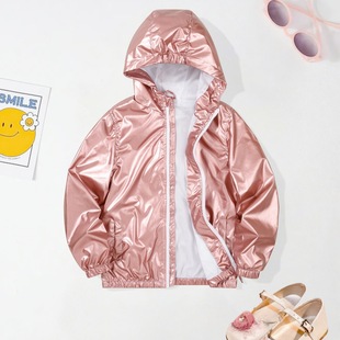 Children's Princess-Style Jacket, Spring and Autumn 2025 New Model, Hooded Trench Coat for Older Kids, Cute Zip-Up Top
