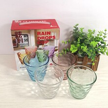 新款炫彩玻璃雨点杯六件套四件套 透明杯 节日活动广告促销礼品