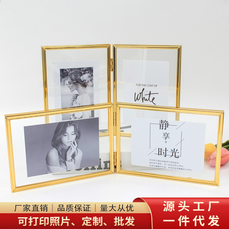 Nordic Ins Style Transparent Glass Metal Photo Frame 7-Inch Foldable Couple Display Stand DIY Dried Flower Children's Ornament Picture Frame Nordic Ins Style Transparent Glass Metal Photo Frame 7-Inch Foldable Couple Display Stand DIY Dried Flower Children's Ornament Picture Frame