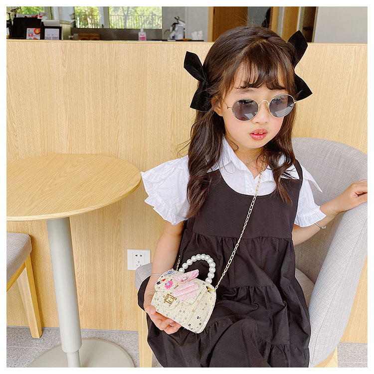 Girl'S Cloth Flower Bow Knot Cute Sequins Pearls Square Lock Clasp Crossbody Bag display picture 17