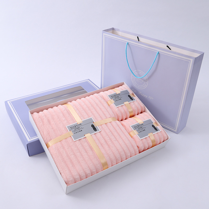 Candy toallas de peluche caja de regalo set toallas faciales absorbentes suaves y cómodas toallas de peluche de coral al por mayor transfronterizas