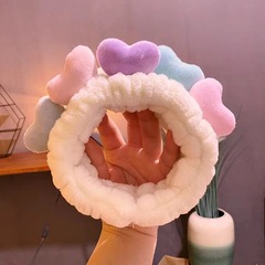 网红抖音洗脸束发带简约可爱五彩五颗爱心束发带百搭韩国头饰女