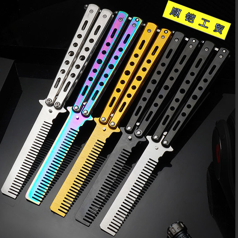 Factory Pin butterfly comb pointed folding comb men carry portable metal mesh red comb Yins