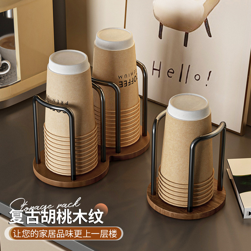 Desktop Paper Cup Holder Dust-Proof Inverted Coffee and Tea Cup Storage Rack Office Disposable Cup Dispenser
