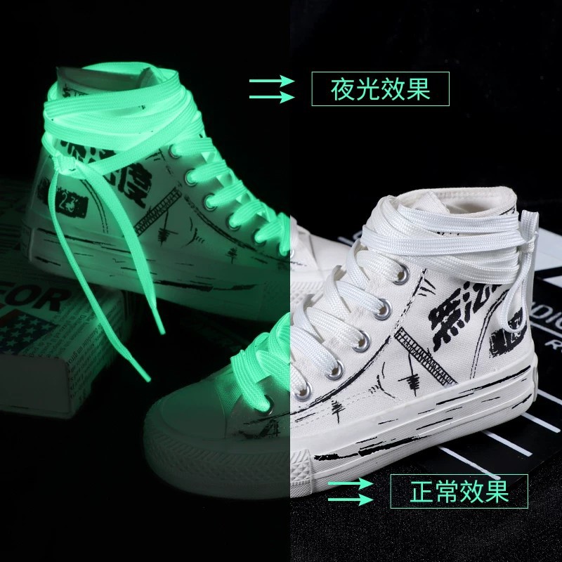 Nocturno al por mayor zapatos luminosos zapatos de doble ancho 1cm zapatos de lona personalidad fluorescente de color zapatos planos cordones