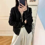 螺纹立领秋季新品单排扣