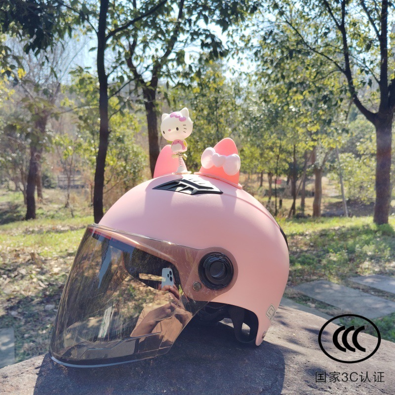 핑크 + 긴 자외선 차단 렌즈 + KTM + 핑크색과 흰색 리본 귀