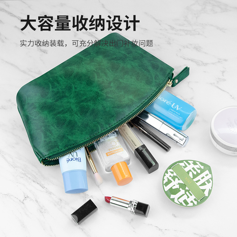 Cosmetic bag 2025 new makeup bag British retro crazy horse leather…