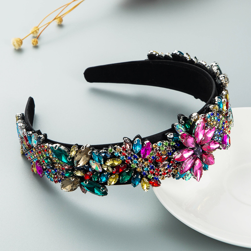 Baroque Fashion Shiny Double Gemstone Full Drill Headband European And American Retro Hair Accessories display picture 3