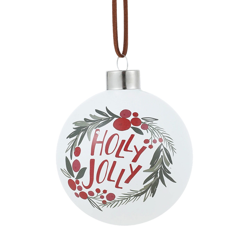8CM bola de vidrio blanco impresa en color bola colgante árbol de Navidad decoración decorativa colgante de bola hueca decoración festiva