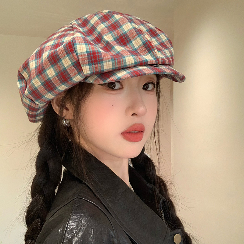 Retro retrogrado boina japonesa mujer cabeza grande estilo coreano anti-sombrero de ocho ángulos para mostrar la cara de un pequeño pintor de la moda de sombrero