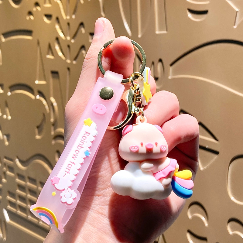 Llavero de dibujos animados de Sanrio con diseño de perro de orejas grandes, colgante, adorno de llavero de Kuromi, artículos pequeños, pequeño regalo